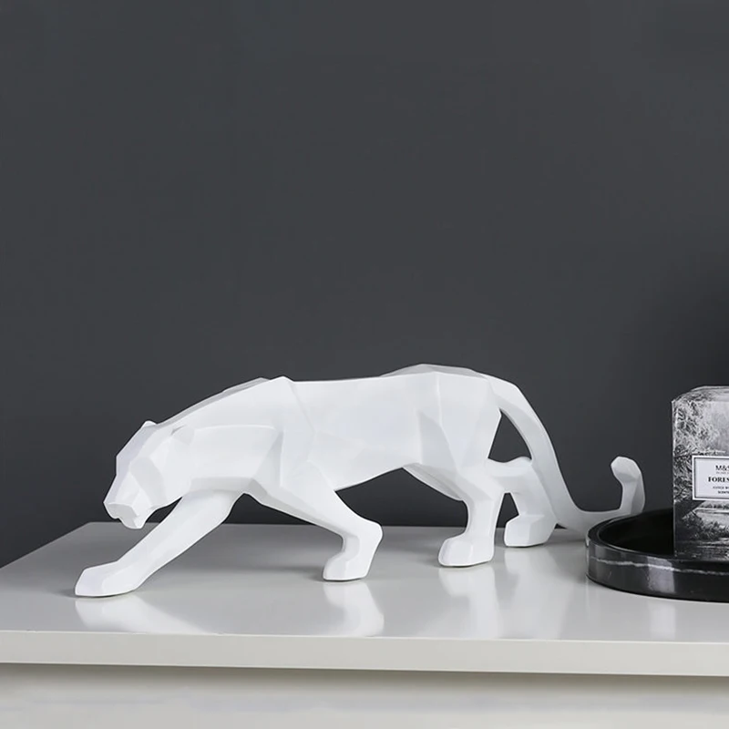 

4 Color Modern Abstract Cheetah Geometric Leopard Statue Desktop Resin Panther Crafts Sculpture Decor Animal Figurine