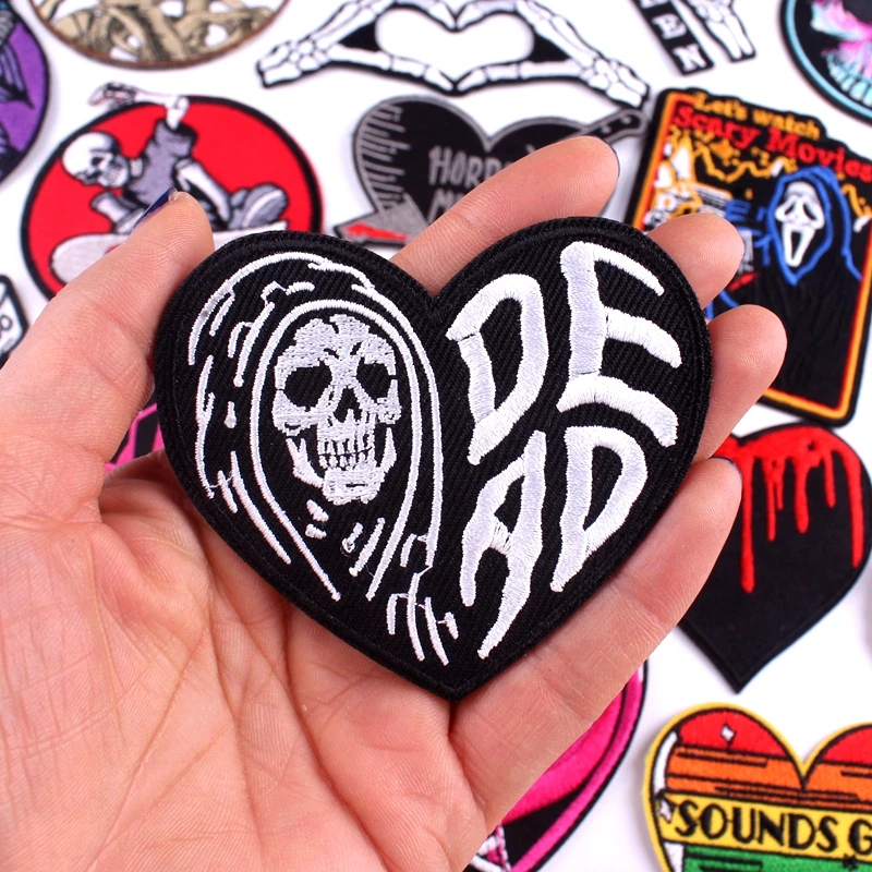 Нашивка в стиле панк аппликация виде любящего сердца черепа нашивки для одежды