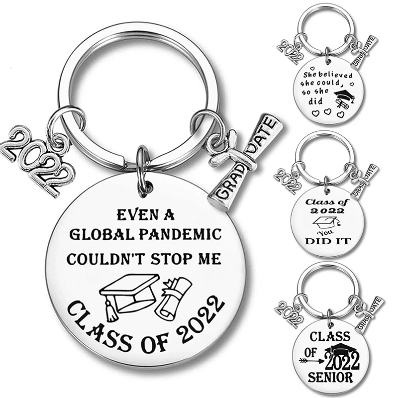 

2022 Graduation Keychain Gift Fashion Stainless Steel Key Chain For Student Graduate Pendant Gift Keyring Gift