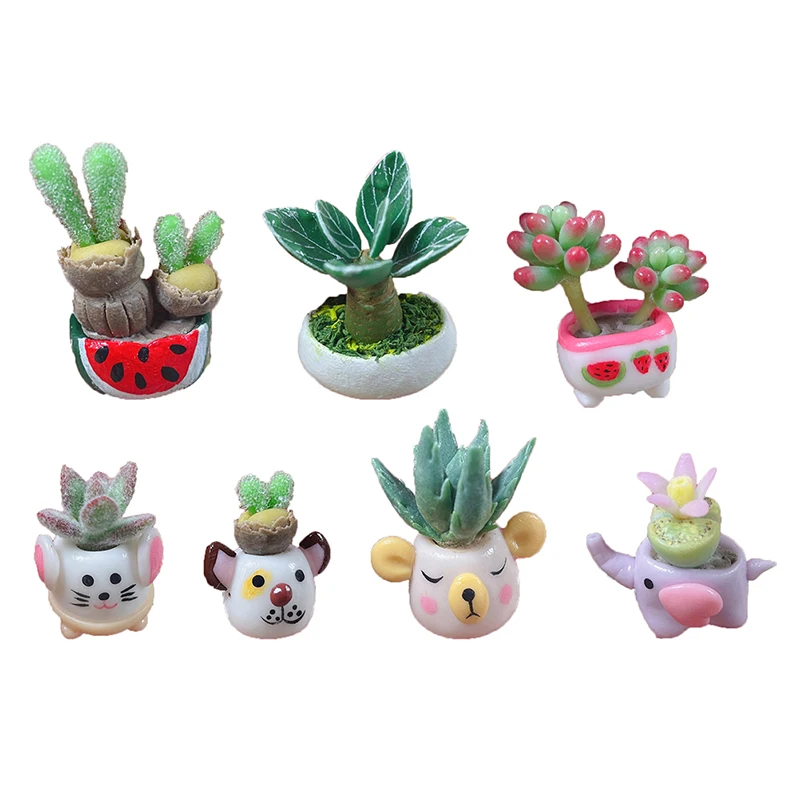 

1Pc 1:12 Dollhouse Miniature Potted Plant Succulents Pot Ornament Model Garden Home Decor Toy Doll House Accessories