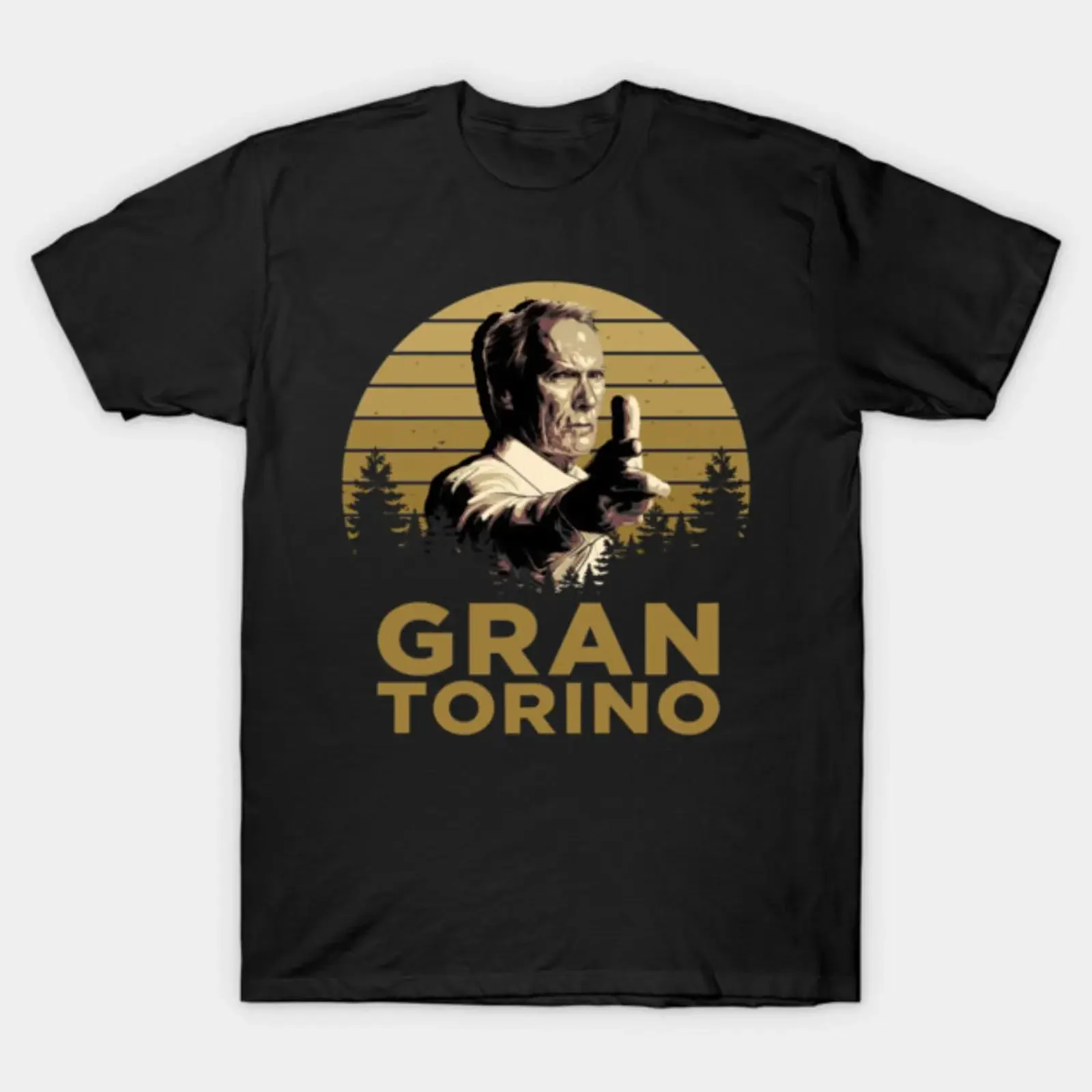 Фото Футболка Gran Torino в винтажном стиле с эффектом потертости для повседневной носки, с графическим принтом, в стиле кэжуал, уличная мода, универсальная, дышащая. №1