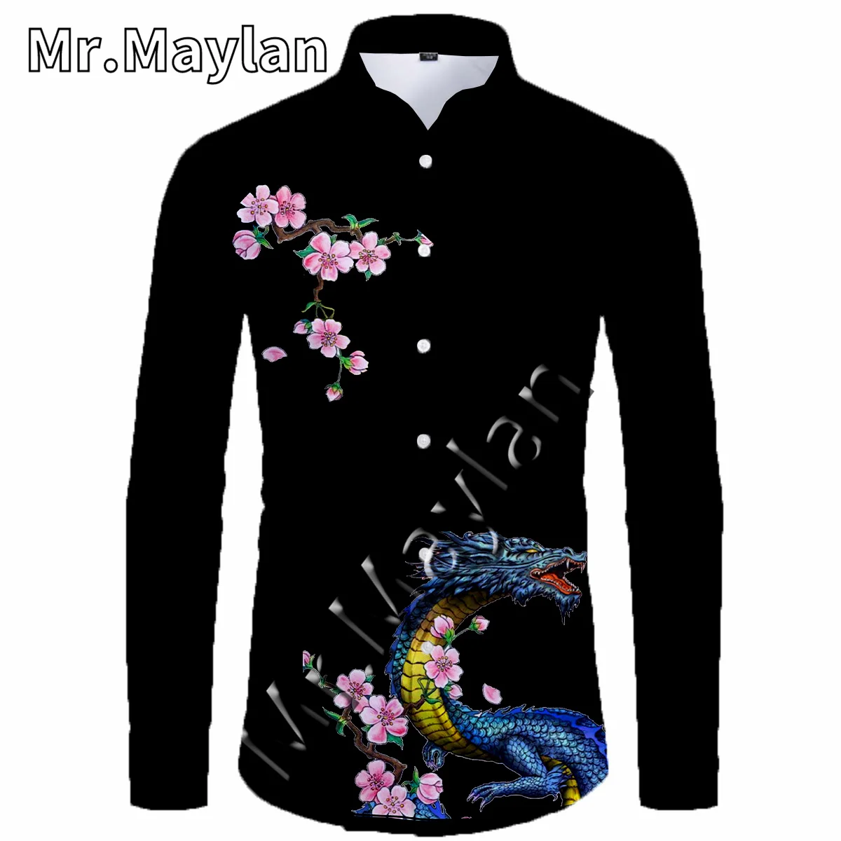 

2022 New 3D Printing Dragon Tattoo Hawaii Shirts Long Sleeved Beach Shirt Men's Autumn Shirts Oversized 5XL Camisa Masculina -54