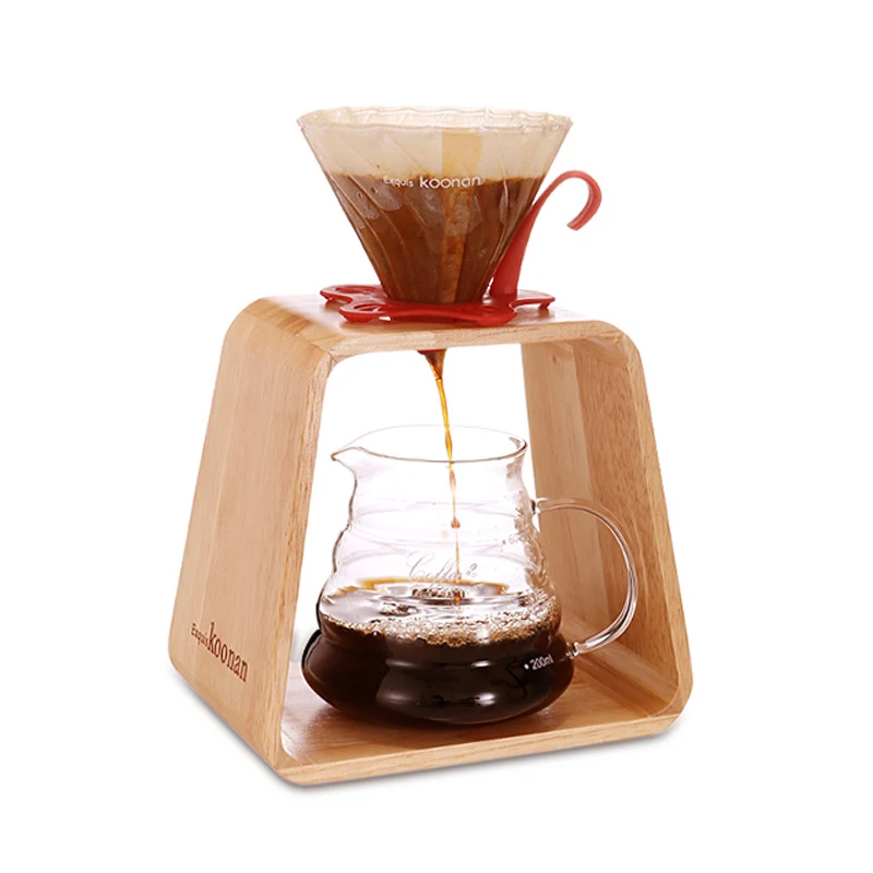 

Набор стеклянных кофейников, дубовый держатель, спиральная чашка с фильтром, Бытовая кофеварка ручной работы