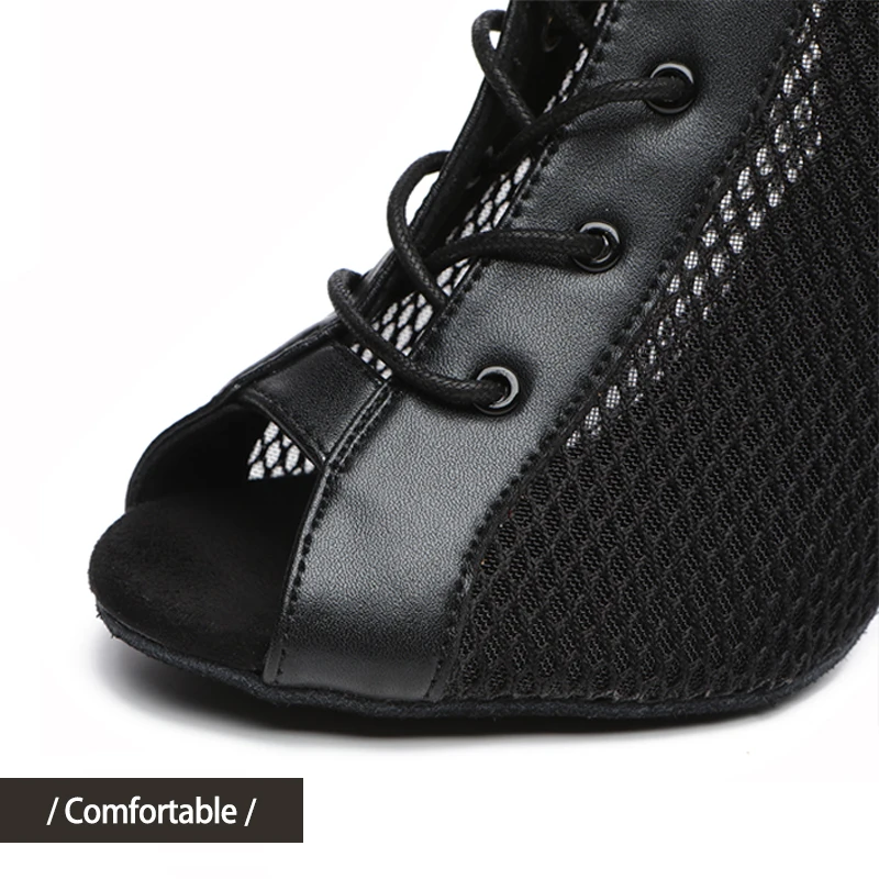DKZSYIM Woman High Top Ballroom Dance Shoes Black Latin Dance Boots Pole Salsa Dancing Shoes For Women Boots Ballroom Girls