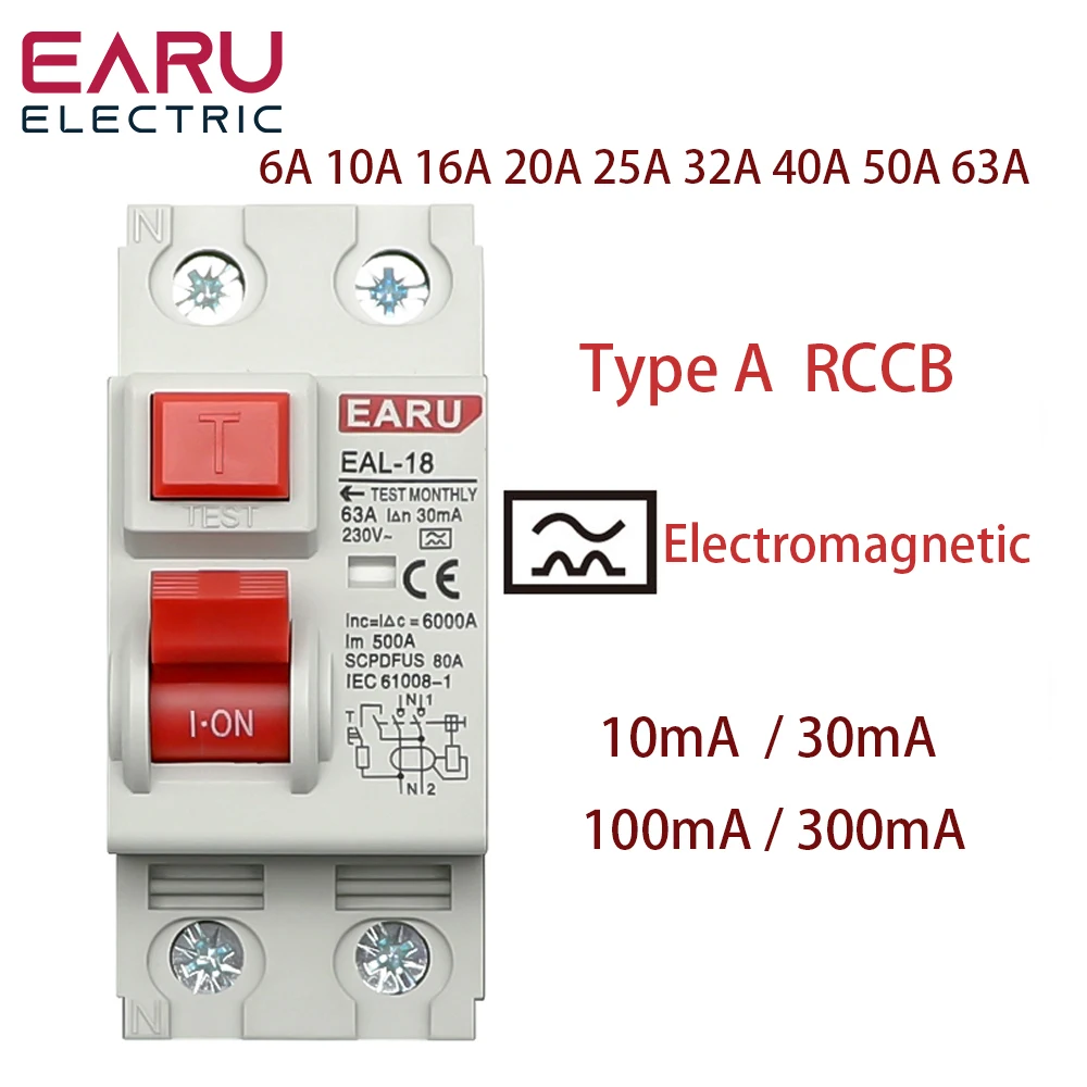 

2P 32A 10/30/100 мА Тип A RCCB RCD ELCB электромагнитный выключатель остаточного тока дифференциальный выключатель предохранительный выключатель