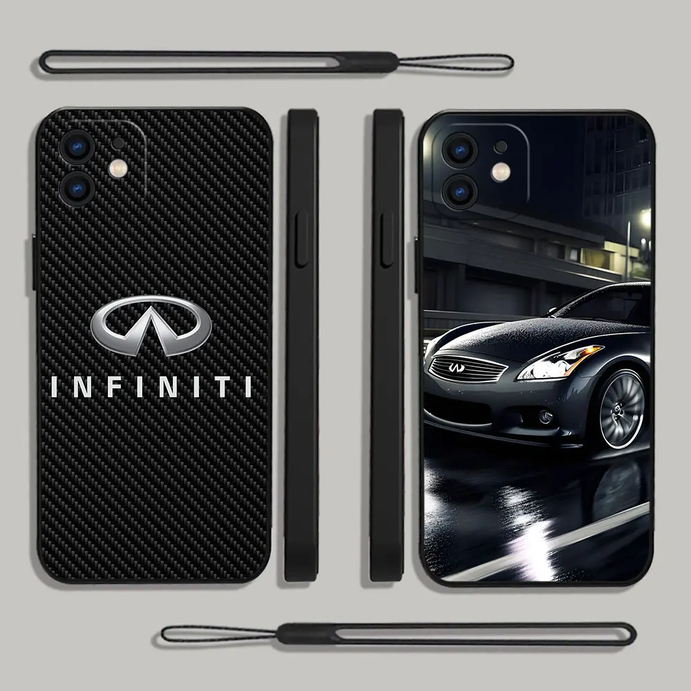 

Luxury Car I-INFINITIes Phone Case For iPhone 14 13 12 11 Pro Max Mini X XR XS MAX Plus Silicone Cases with Hand Strap