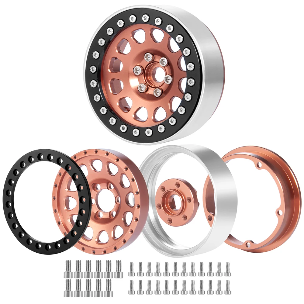 MIBIDAO 4 шт. 2 дюйма металлический сплав Beadlock Колесные диски для Axial SCX10 Wraith D90 TRX-4 1/10 RC