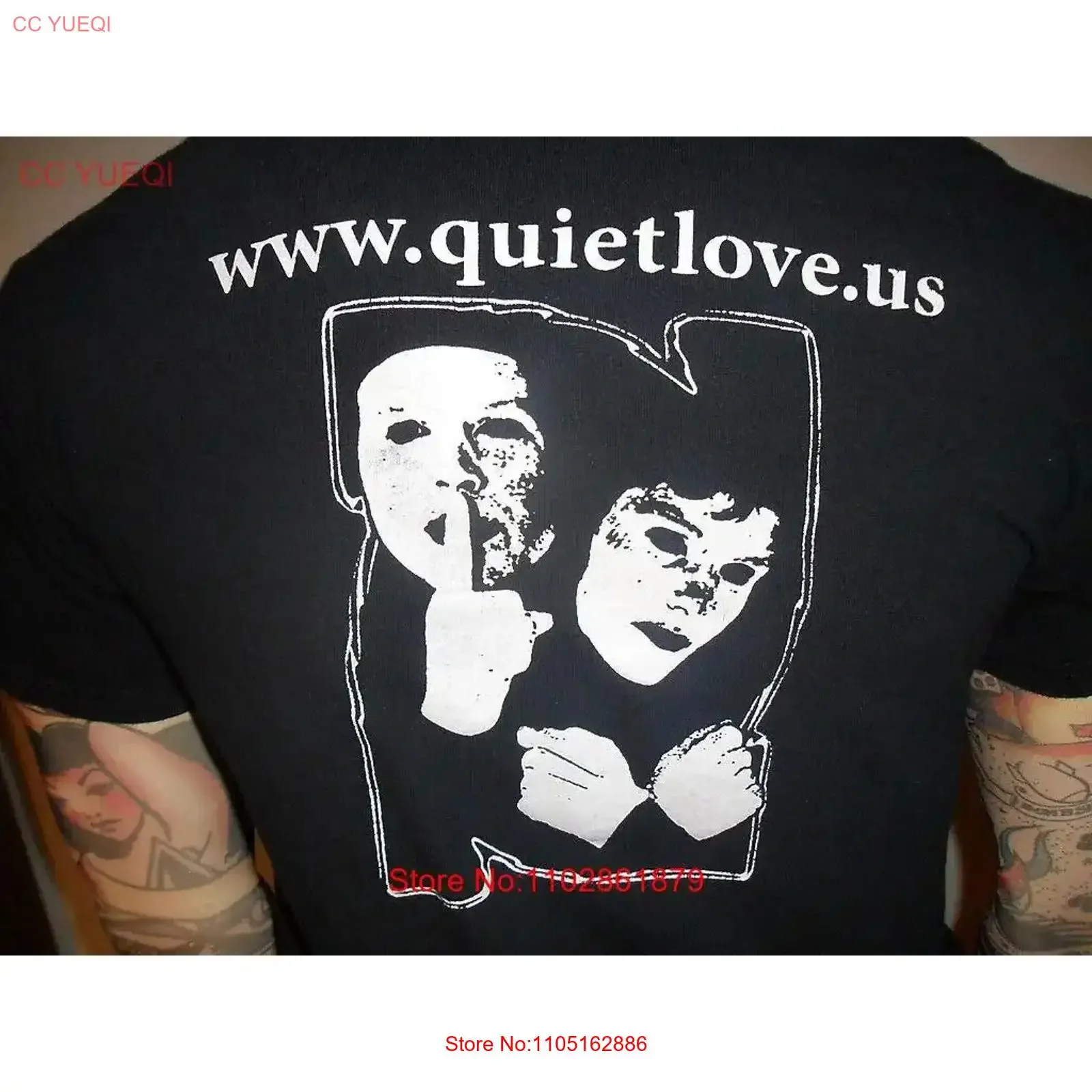 Фото ФУТБОЛКА QUIET LOVE Christian Performance Group Blacklight Testimony ЧЕРНАЯ Средняя винтажная стираная универсальная растянутая футболка №1