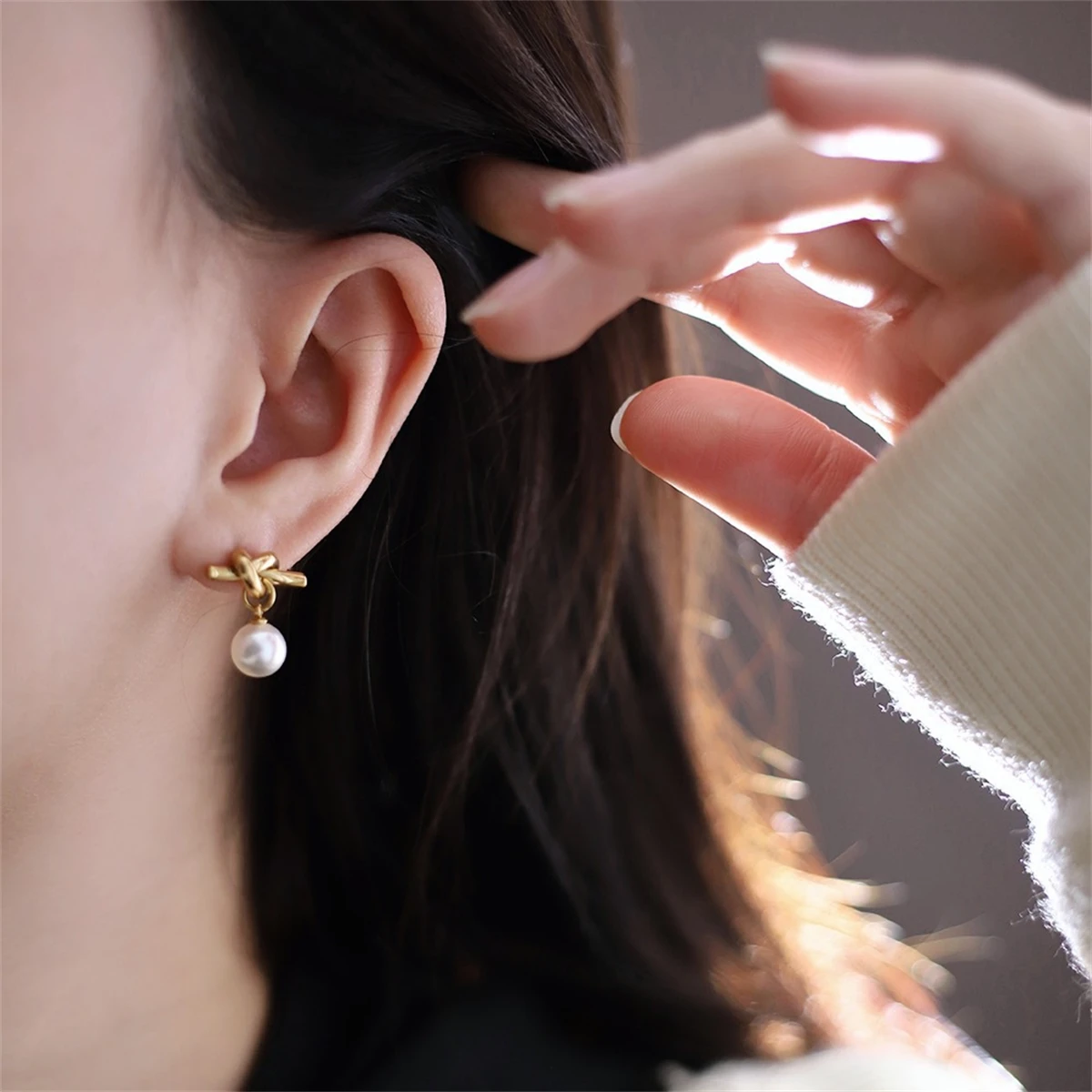 Серьги из нержавеющей стали во французском стиле с завязывающейся веревкой