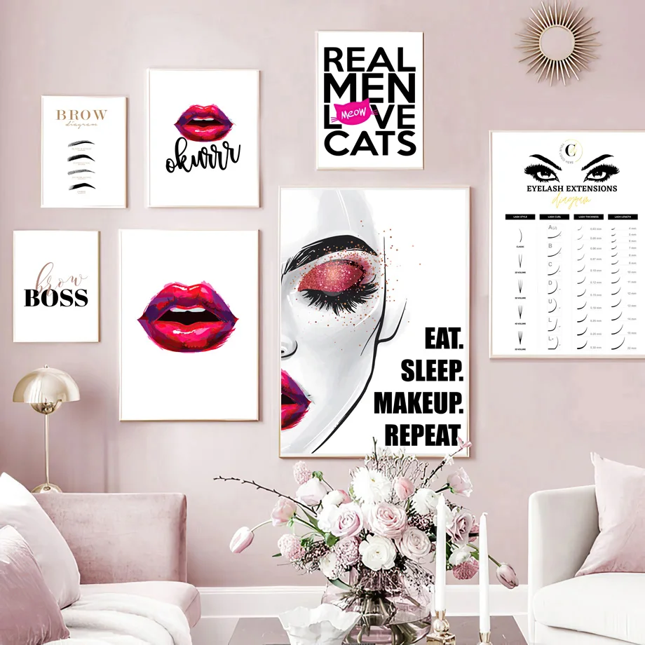 

Fashion Brow Makeup Eyelash Skincare Boss Wall Art Canvas Painting Nordic Poster And Prints Wall Pictures For Beauty Salon Decor