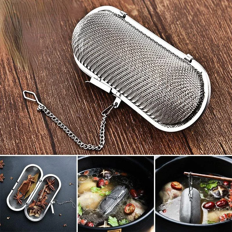 

Stainless Steel Cooking Spices Infuser Fine Mesh Loose Tea Herbal Strainer Multi-purpose Residue Filter for Household