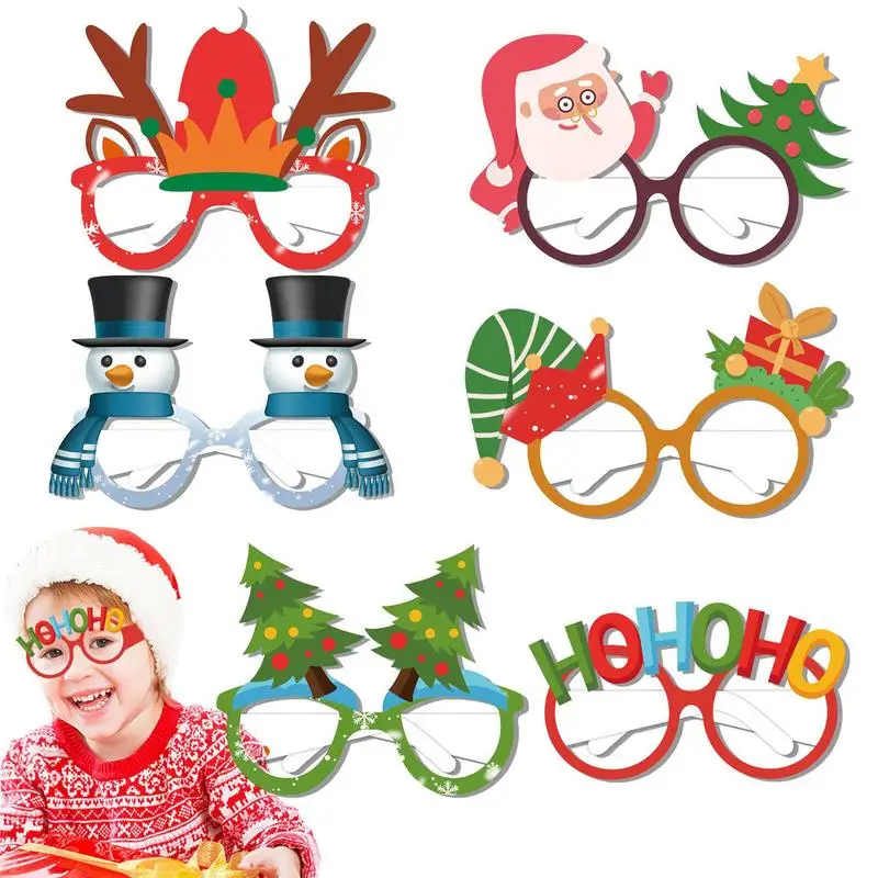 

Christmas Party Glasses Frames Cute Christmas Holiday Glasses Kit Christmas Penguins Tree Santa Hat Snowman Elk Antlers Glasses