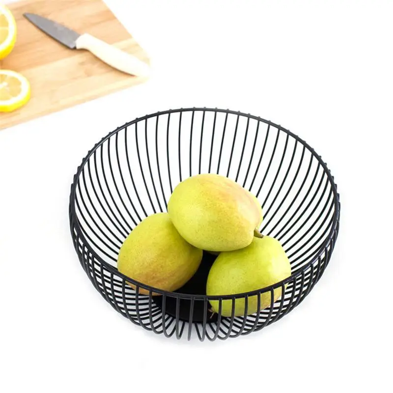 

Basket Fruit Round Wire Mesh Vegetable Snack Organizer For Living Room Office To Display Fruit Vegetables Bread Candy Household