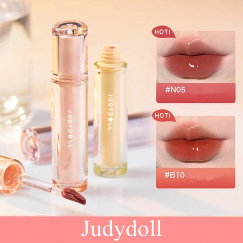 Judydoll Cherry Pink Mirror Water Lip Gloss Lip Glaze Jelly Transparent  Waterproof Liquid Lipstick Oil Nude Clear Tint Makeup