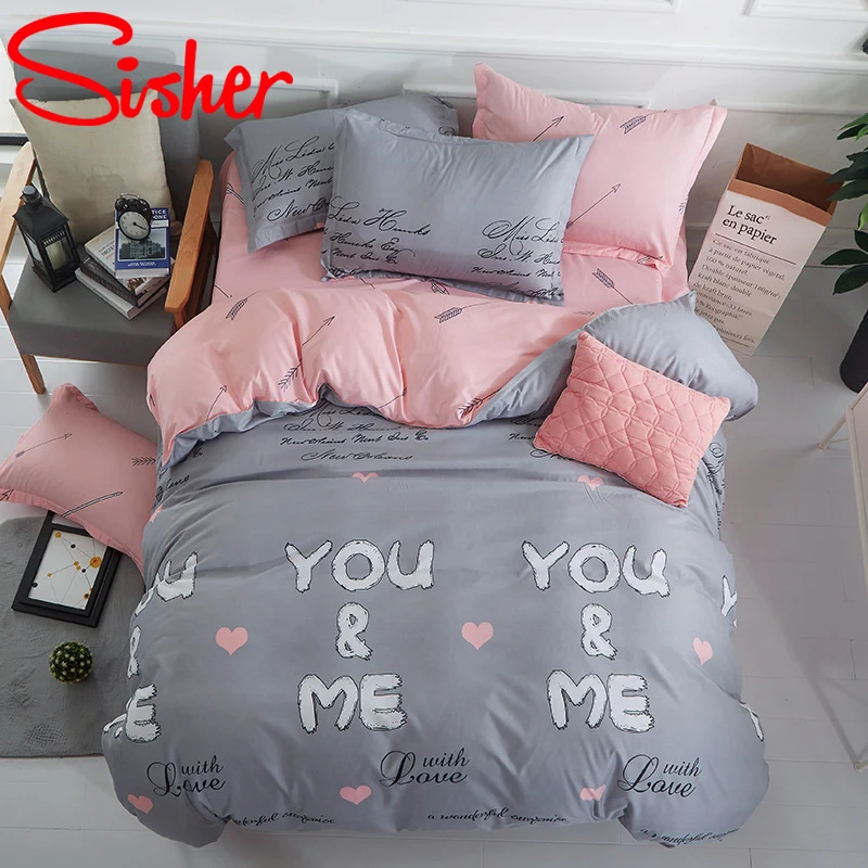 

Nordic Duvet Cover 220x240 King Size Cute Cat Bedding Set Bed Sheet Stripe Plaid Single Double Queen Quilt nordic bed cover 150