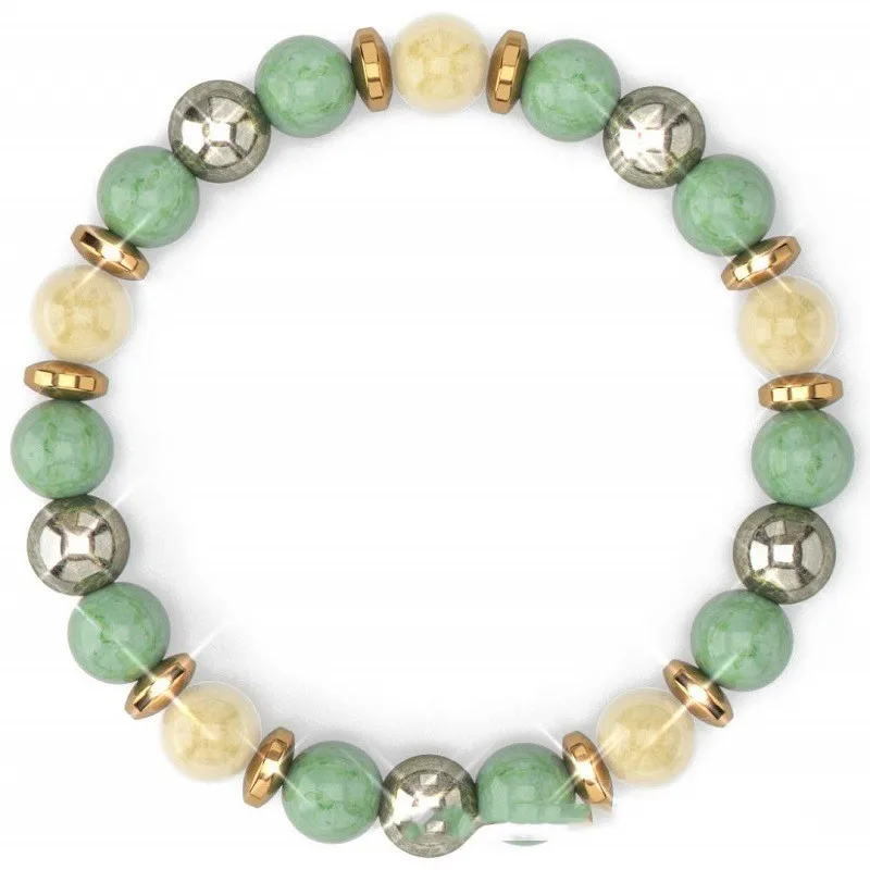 

Natural Stone Bracelet Green Pyrite Hematite Elastic Bracelet Retro New Crystal Bracelet For Men Women Jewelry Gift