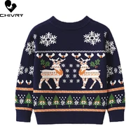 christmas sweaters autumn winter kids pullover sweater baby boys girl cartoon jacquard thick o neck knit tops children clothing