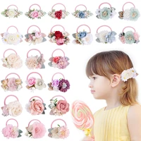 ncmama artificial flower elastic hair band for children solid color band ties headwear girl hair accessoires 7 6x6 5cm 1pc