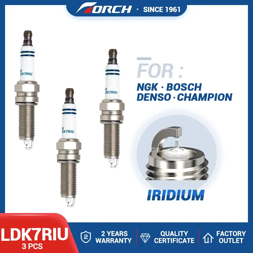 

3PCS Resistor Iridium Bujia Spark Plug TORCH LDK7RIU Fit for CHERY HYUNDAI KIA PEUGEOT Longer Life Time Auto Parts