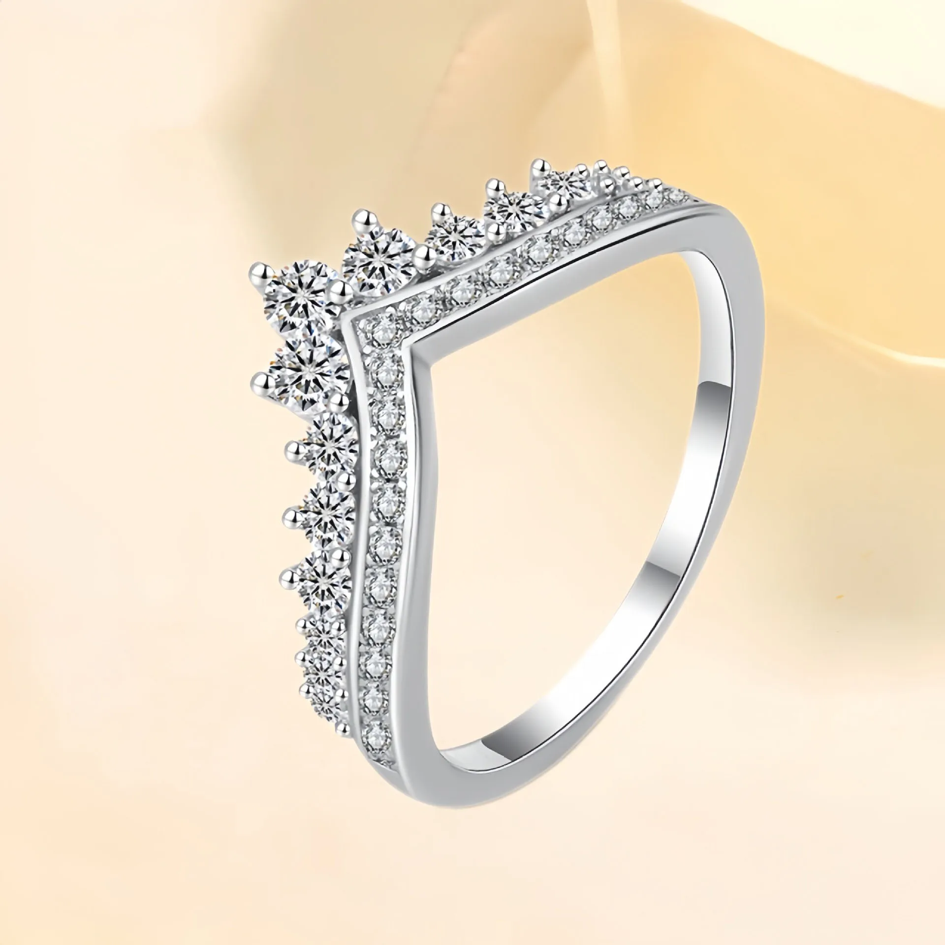 JECIRCON S925 стерлингового серебра полный муассанит кольцо принцесса Корона модные