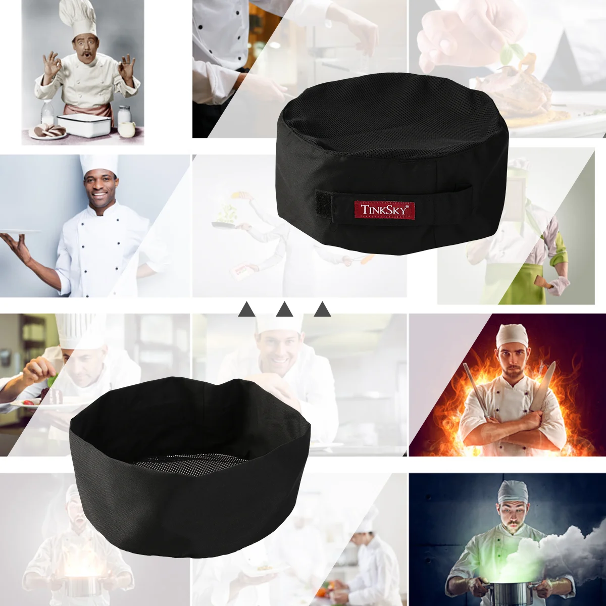 

Hat Mesh Professional Chef Beanie for Cooking Baker Kitchen Restaurant ( Black )