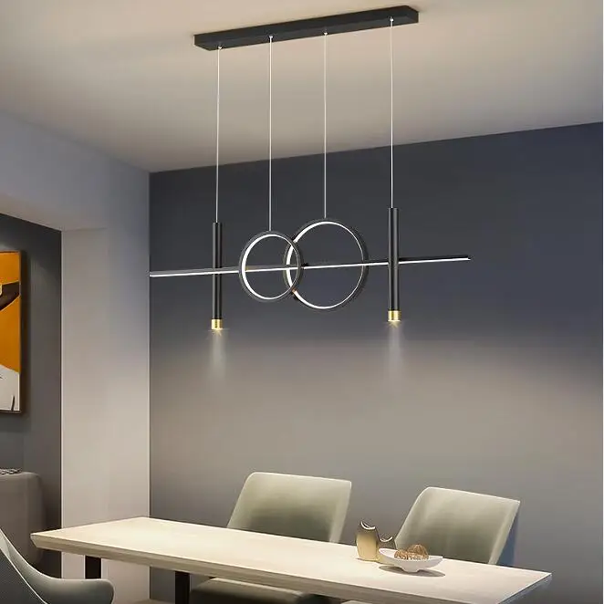 

Nordic LED Pendant Lamp for Diningroom Kitchen Living Room Bedroom Modern Circular Ring And Long Strip Lighting Chandelier