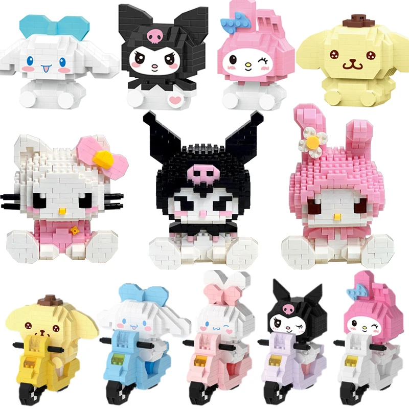 

Sanrio строительные блоки Hello Kitty аниме фигурка корикоричная моя мелодия Diy орнамент куклы Kuromi строительные блоки с коробкой подарки