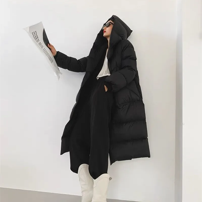 2022 Fashion women Down Jacket Long Winter Oversized Warm Thick Casual Coat Female High Street Bat Sleeve Large Size Down Parkas