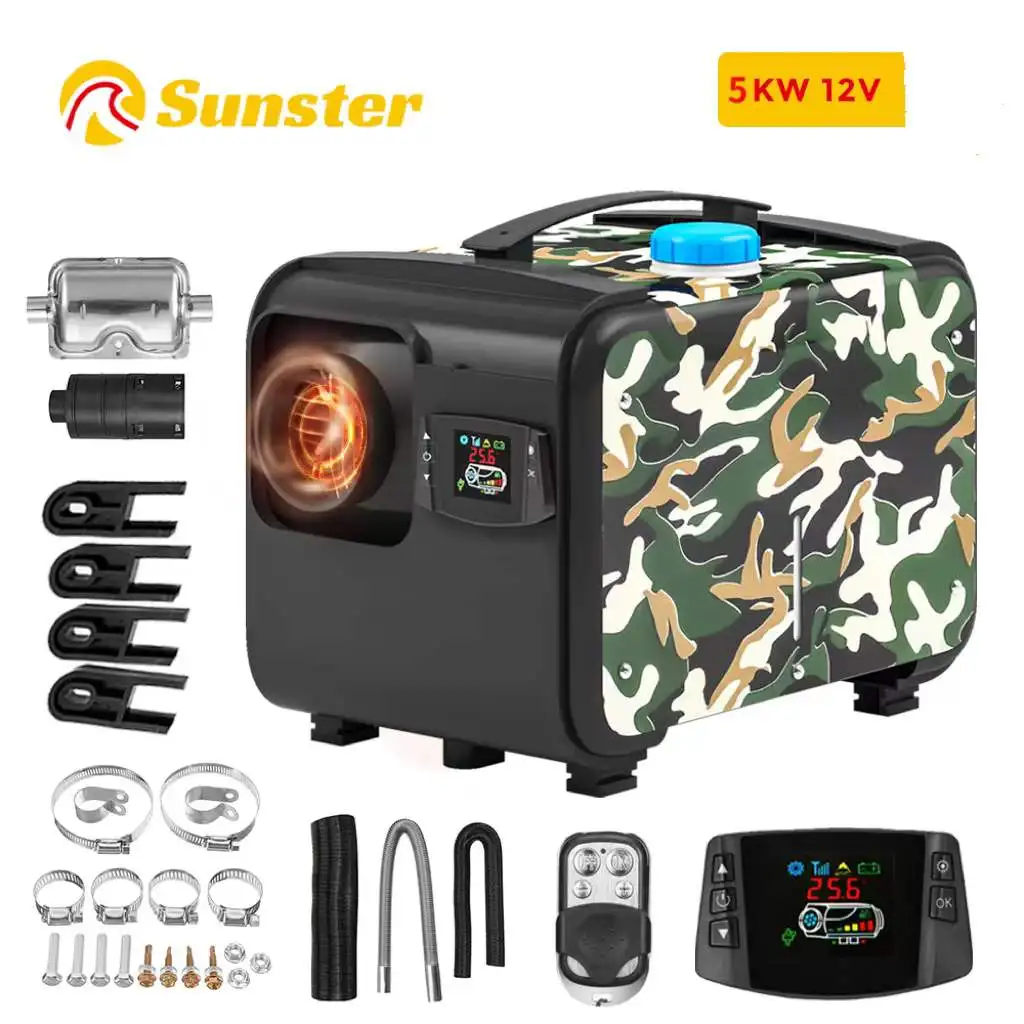 Sunster 5 кВт 12 В Дизельный подогреватель воздуха все в одном с глушителем ЖК-пультом дистанционного управления грузовик ЛОДКА АВТОБУС RV прицеп воздушный парковочный обогреватель