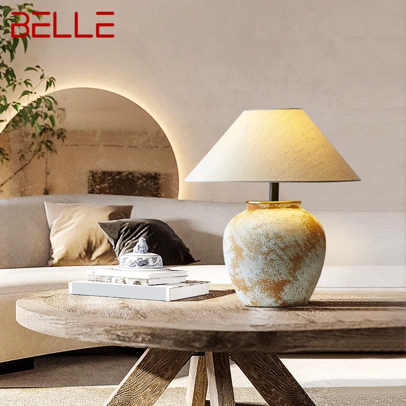 

BELLE Nordic Ceramics Table Lamp Modern Art Living Room Bedroom Study LED Originality Brass Desk Light