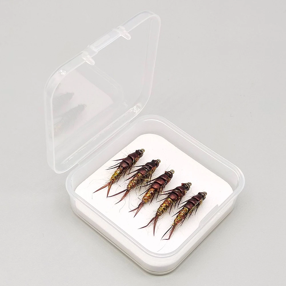 

Fly Fishing Hook Garden 5 Pcs Accessory Nymph Shape Realistic Replacement Steel + Feather Stonefly Bass Grayling