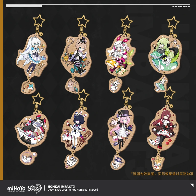 

Official Game Honkai Impact 3 Children's Dream Wonderland Series Kawaii Cosplay Wood Keychain Bag Pendant Keyring Props Gifts