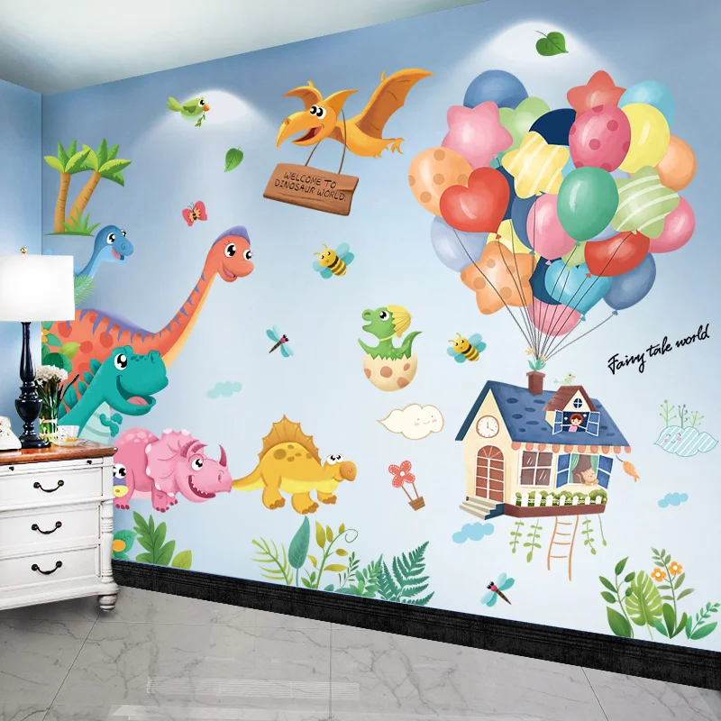 

[SHIJUEHEZI] Dinosaur Animals Wall Sticker DIY Cartoon Balloons Mural Decals for Kids Rooms Baby Bedroom Nursery Home Decoration