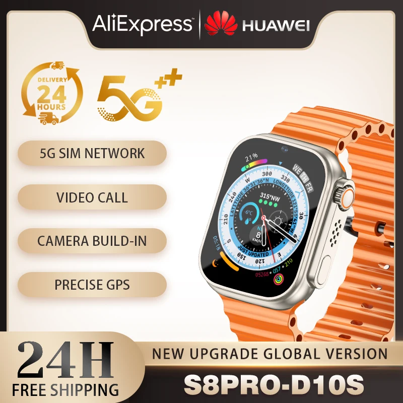 Huawei S8 Pro D10S SIM Smart Watch Video Call GPS Wifi Bluetooth Sport Waterproof Blood Oxygen Monitor Smartwatch Series 8 Ultra