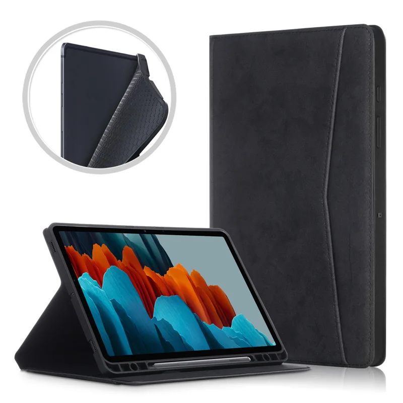 

Чехол-портфель для Samsung Tab S7, кожаный мягкий чехол-накладка из ТПУ с карманами для планшетов 12,4 дюйма