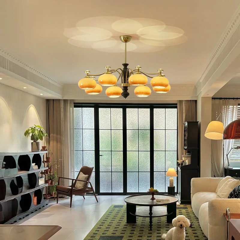 Полностью медная люстра для гостиной американская ретро из орехового дерева