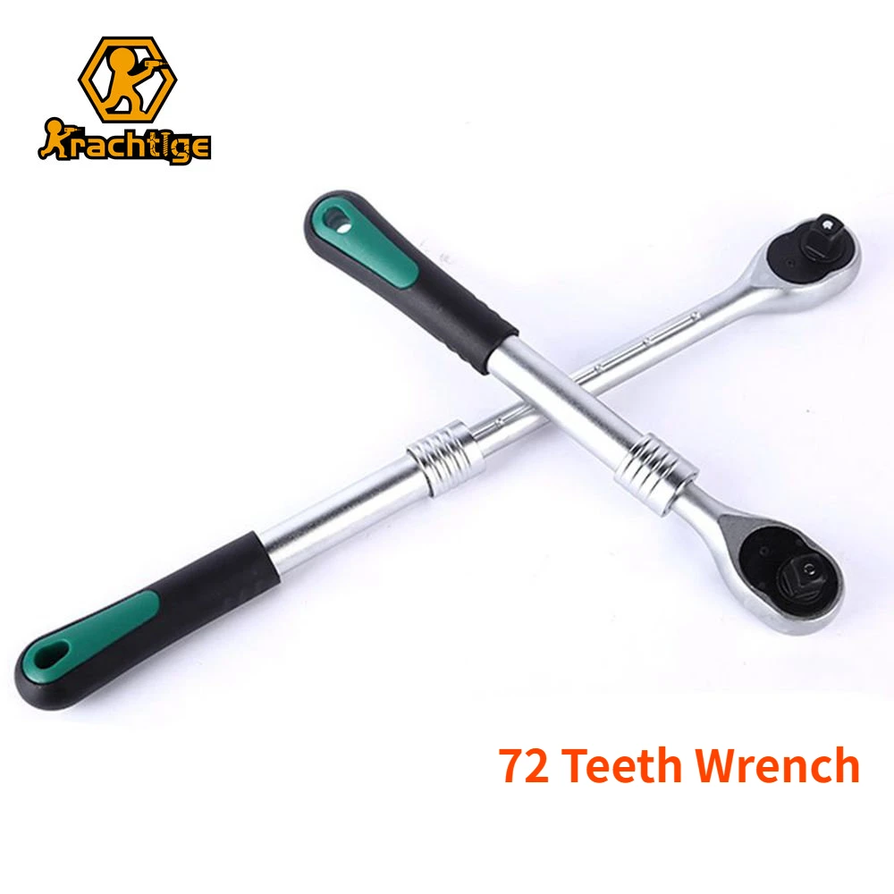 Krachtige 1Pcs 72 teeth Telescopic Ratchet Wrench 1/2 Large Head Quick Release Ratchet Wrench Manual Maintenance Tool 295-440mm