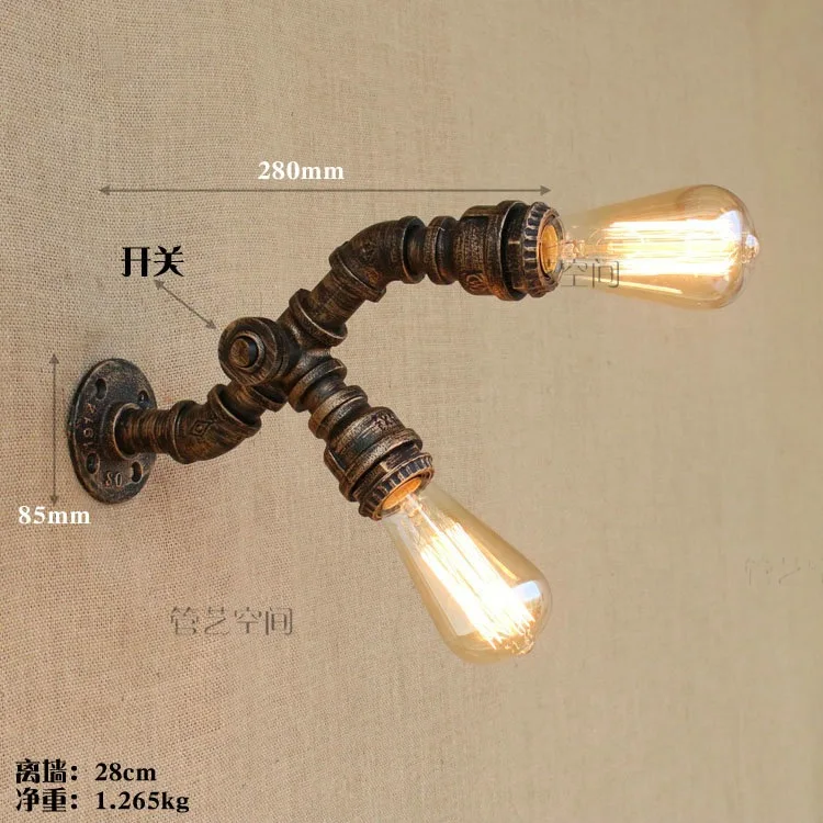 

American rural industrial style living room bedside bedroom personalized creativity retro water pipe decoration wall lamp