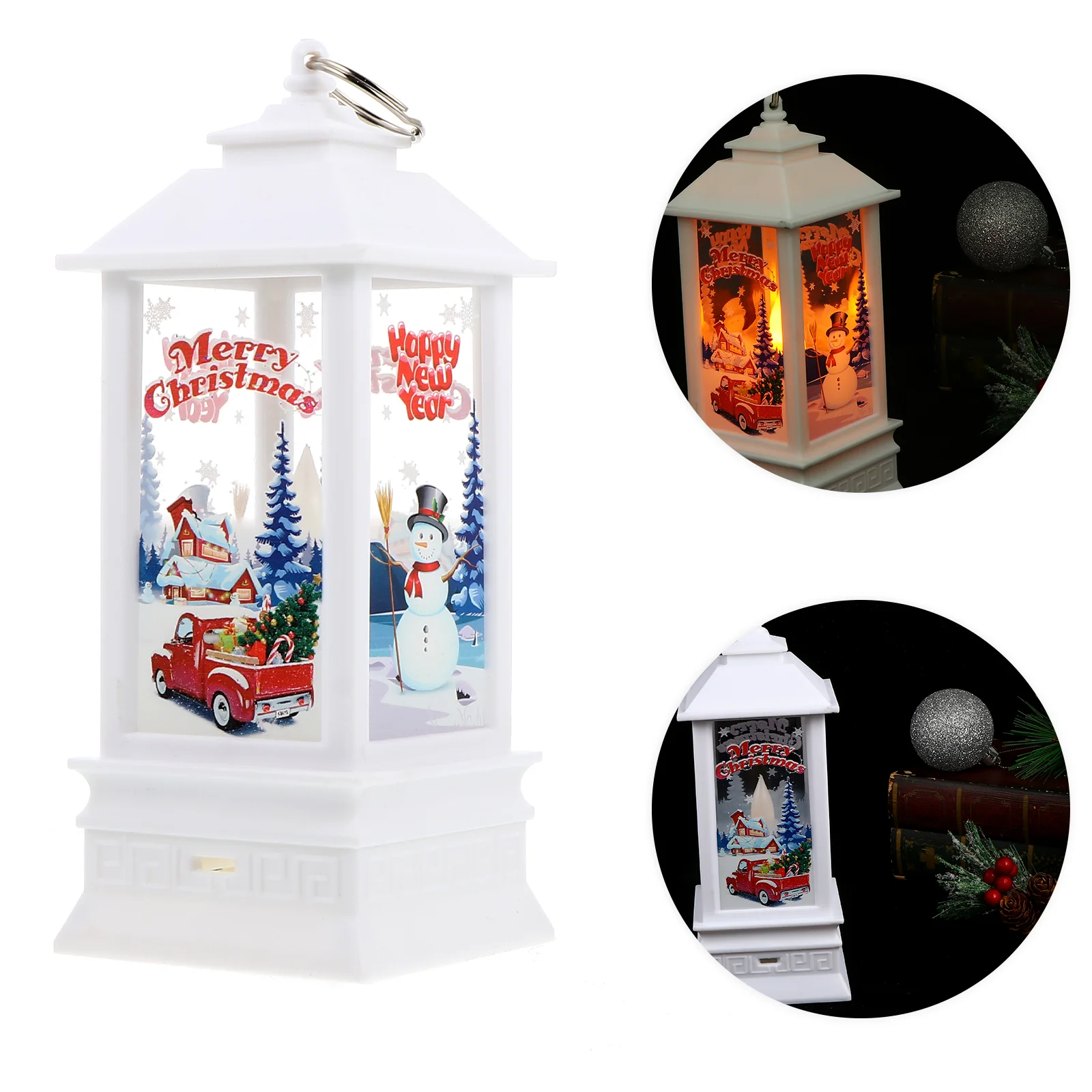 

Light Christmas Snowman Night Xmas Lantern Lamp Lanterns Flame Tabletop Decorationtable Holders Candlestick Hanging Globe Snow