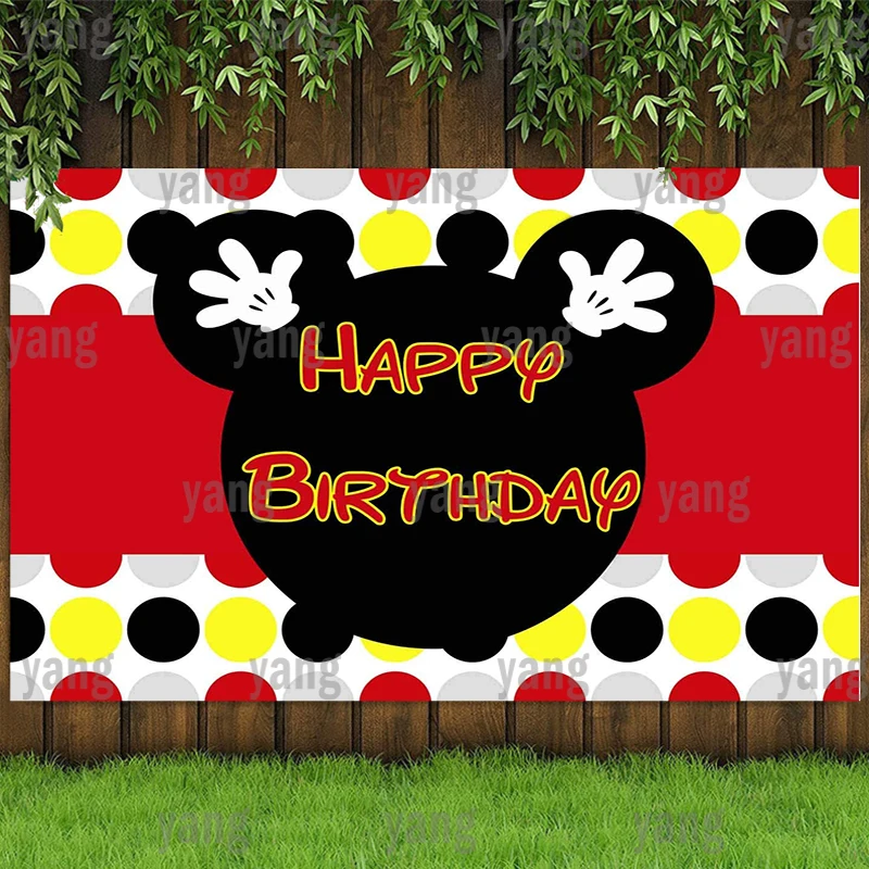 Disney Mickey Minnie Mouse Red Dot Cute Cartoon Photo Props Children Birthday Party Layout Backdrop Photography Background Vinyl