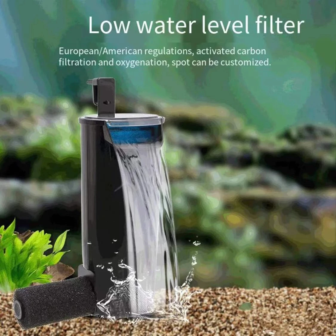 

110V Turtle tank filter low water level filter pump fish tank filter activated carbon water purifier aquarium accessories 5W