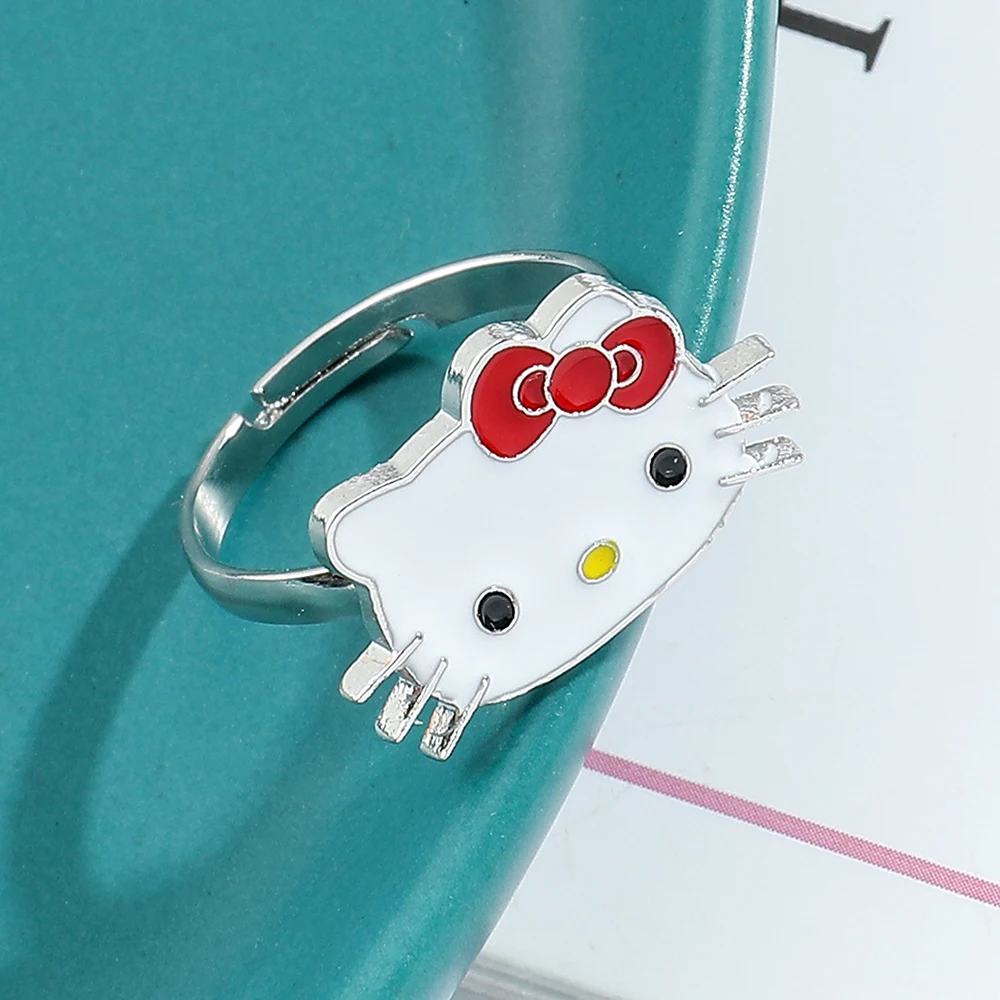 Kawaii Hello Kitty открытые кольца аниме фигурка регулируемое кольцо для женщин девушка