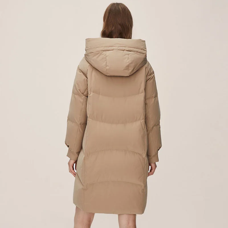Down Jacket Overcoat Women Hooded White Duck Windproof Warm Slim Mid Length Casual Comfortable Winter Thermal Jackets Coat Parka