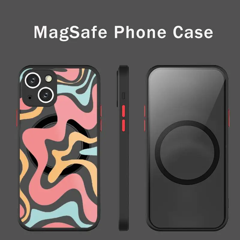 

Modern Liquid Swirl Abstract Pattern Retro Phone Case Transparent Magsafe Magnetic Magnet For iPhone 13 12 11 Pro Max Mini