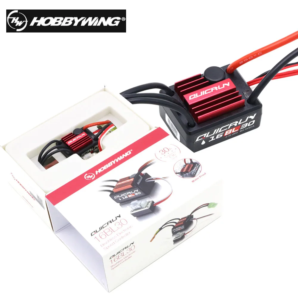 

Водонепроницаемый Бесщеточный Регулятор Скорости 16BL30 30 А Hobbywing, ESC для 1/16 гоночных машинок на радиоуправлении, игрушка-багги