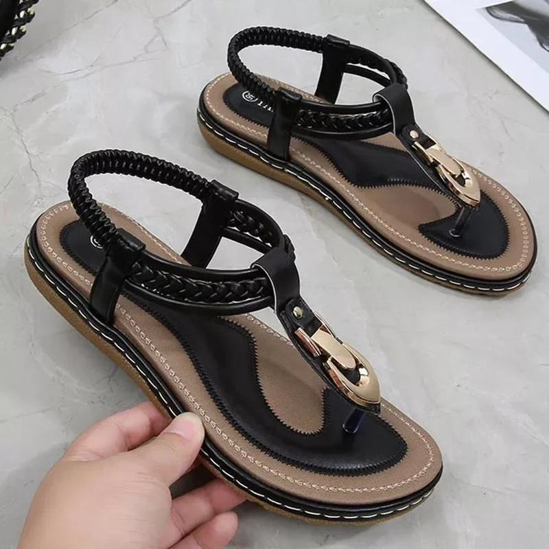 

NEW IN women sandals summer shoes 2022 breathable gold buckle casual sandals women shoessolid color women outdoor plus size