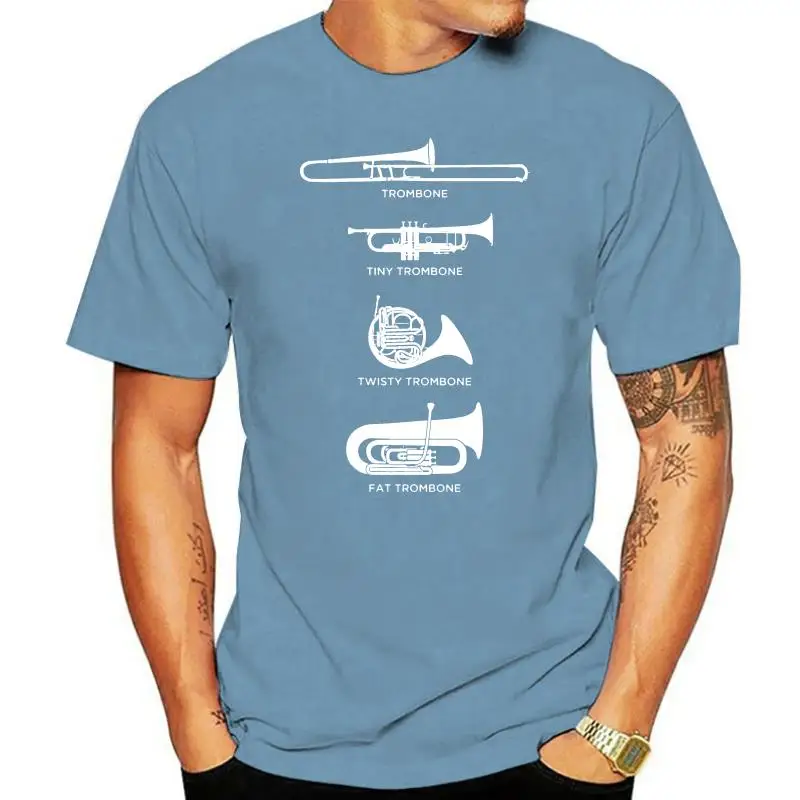 

Симфоническая музыка футболки разных типов тромбонов печать на футболке Новое поступление футболок парка семейная футболка отца футболка