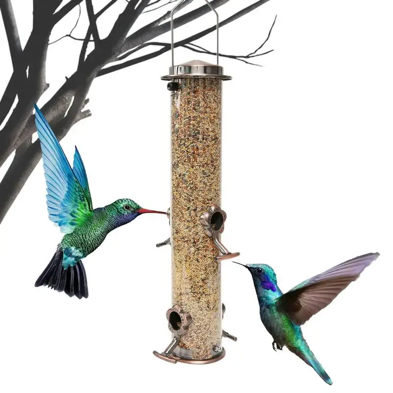

Durable Wild Bird Hanging Feeder Stainless Steel Bird Food Dispenser Container Tubular Anti-rust Outdoor Garden Decor Drop Ship
