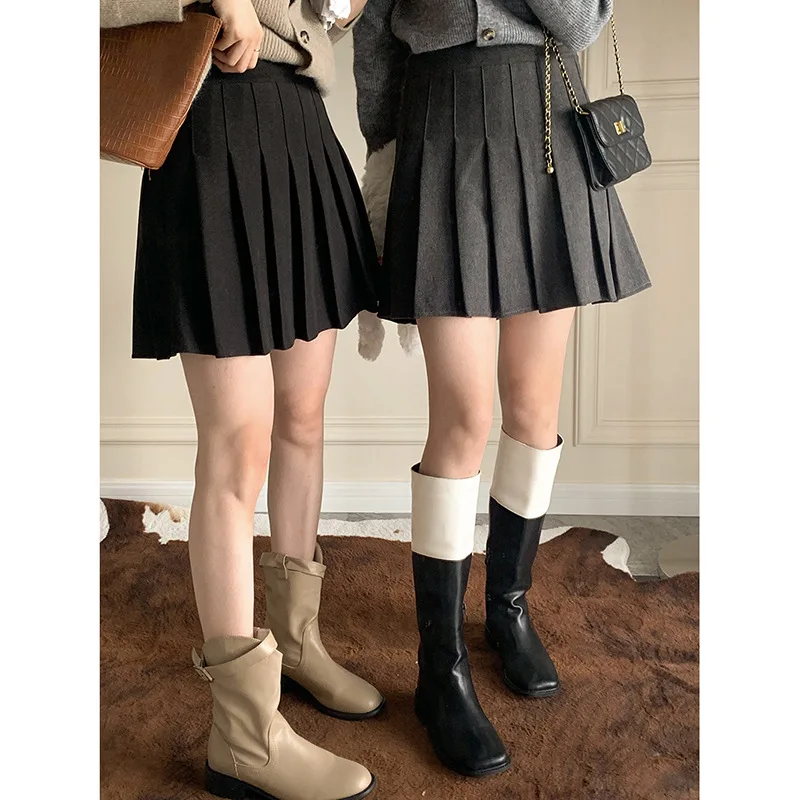 

Юбка FEZCO Женская Плиссированная, Милая Мини-Юбка для девушек и студентов, модная одежда в Корейском стиле, однотонная