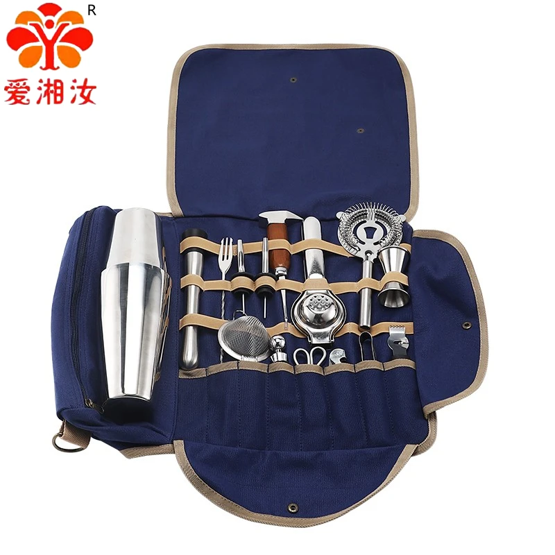 

Aixiangru Bartender Kit Bag Bar Set Pink Sky Measuring Cup Cocktail Shake Bags Waterproof Anti-wrinkle Black (No Tools Included)